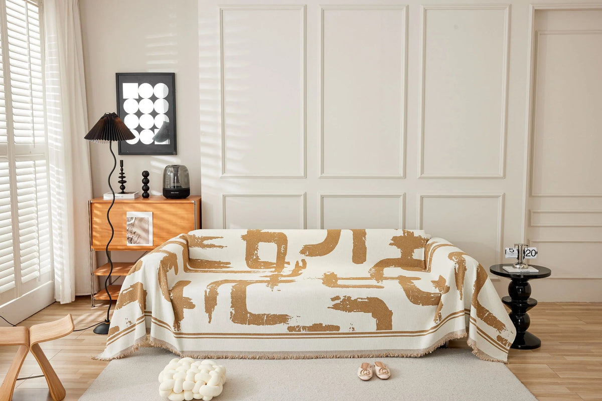 Sofaüberwurf Skymoore – Beige und Braun – Ansicht 1