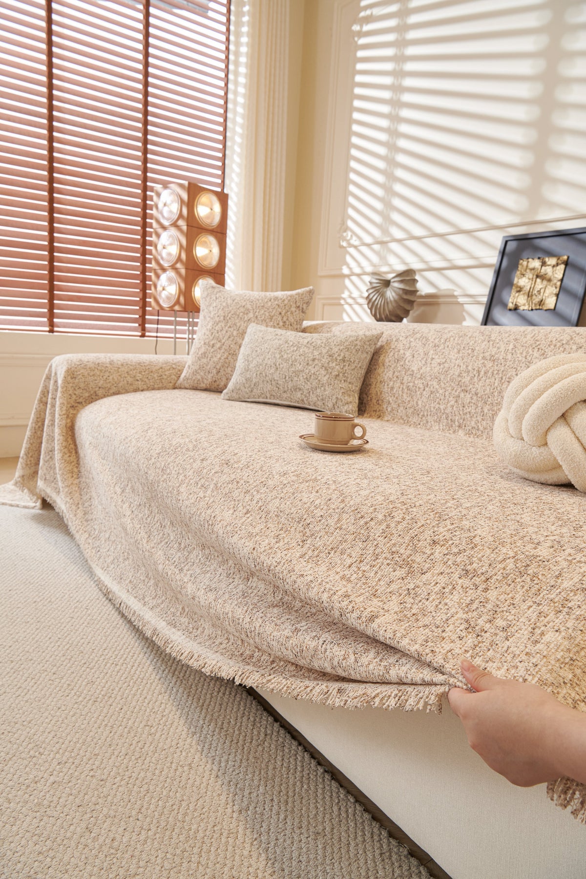 Sofaüberwurf Tressa – Braun – Ansicht 3