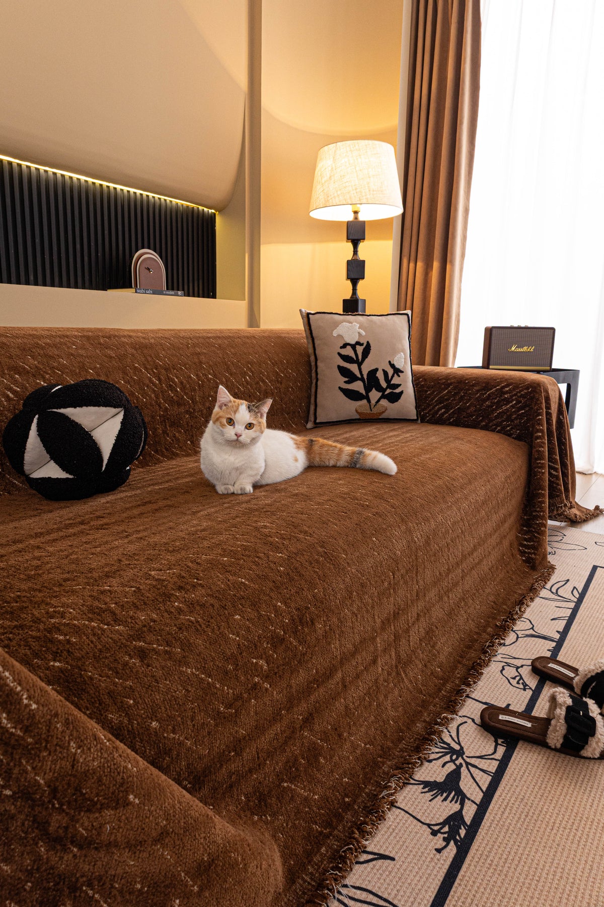 Sofaüberwurf Velmora – Kakaobraun – Ansicht 2