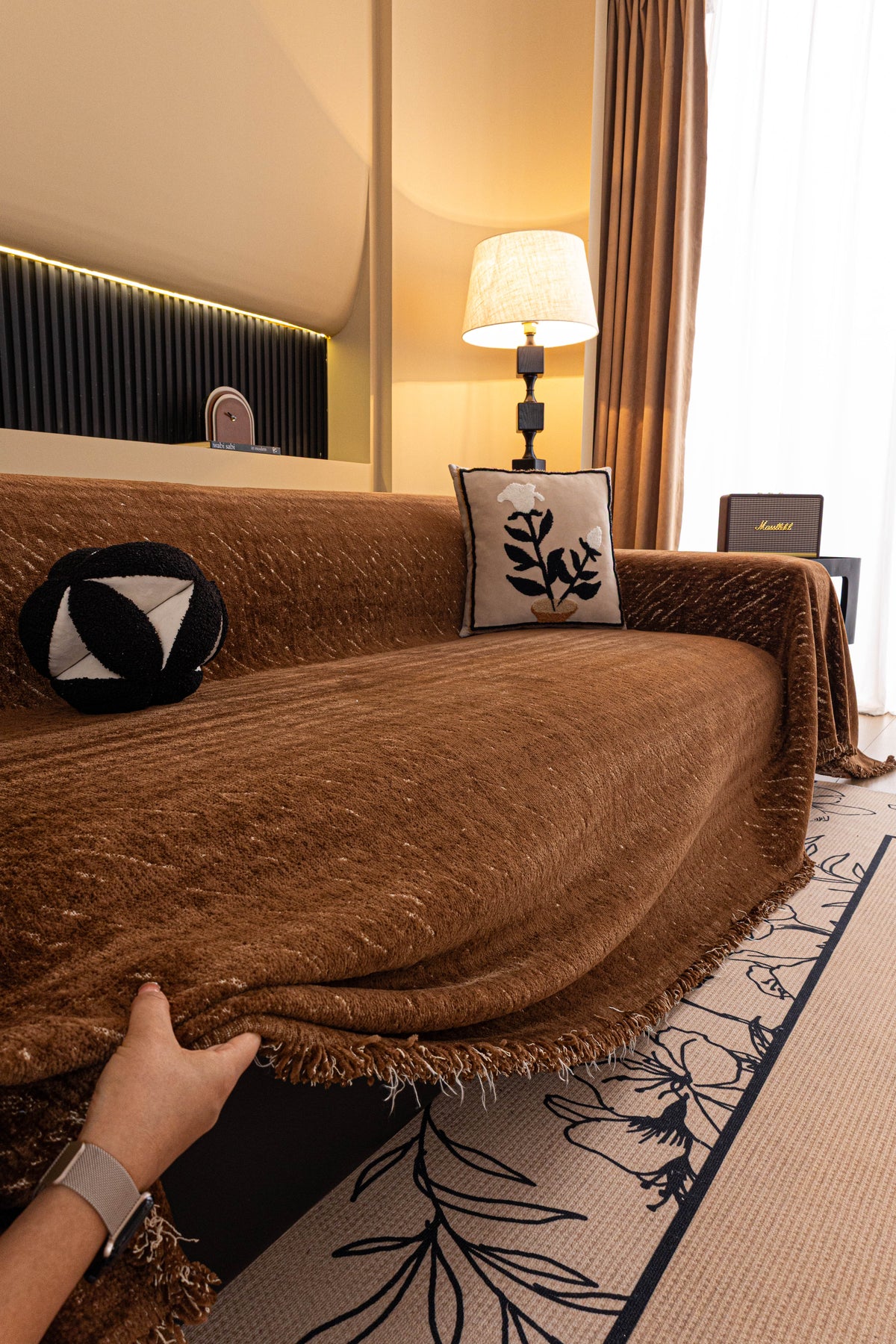Sofaüberwurf Velmora – Kakaobraun – Ansicht 8