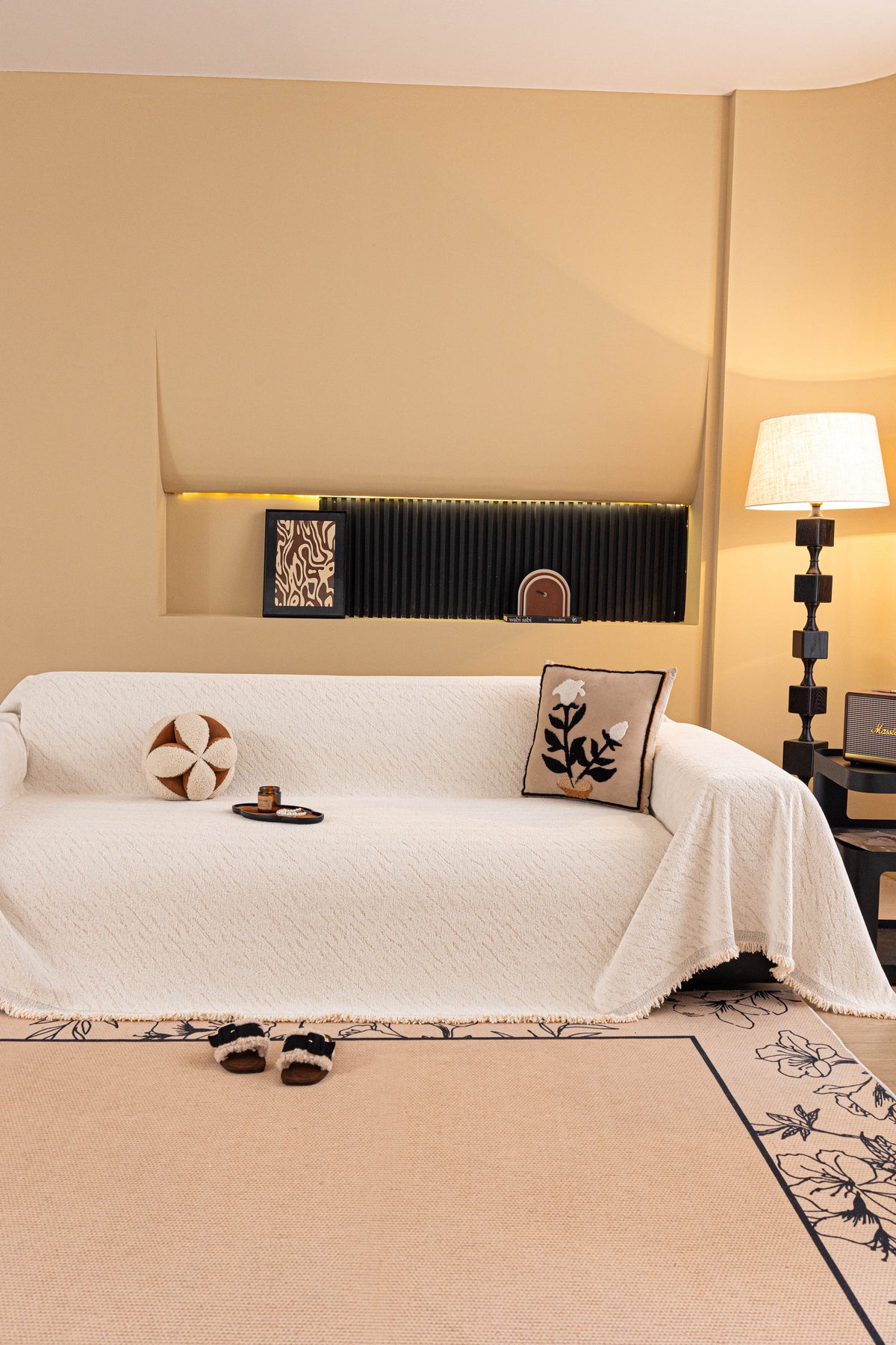 Sofaüberwurf Velmora – Cremeweiß – Ansicht 5