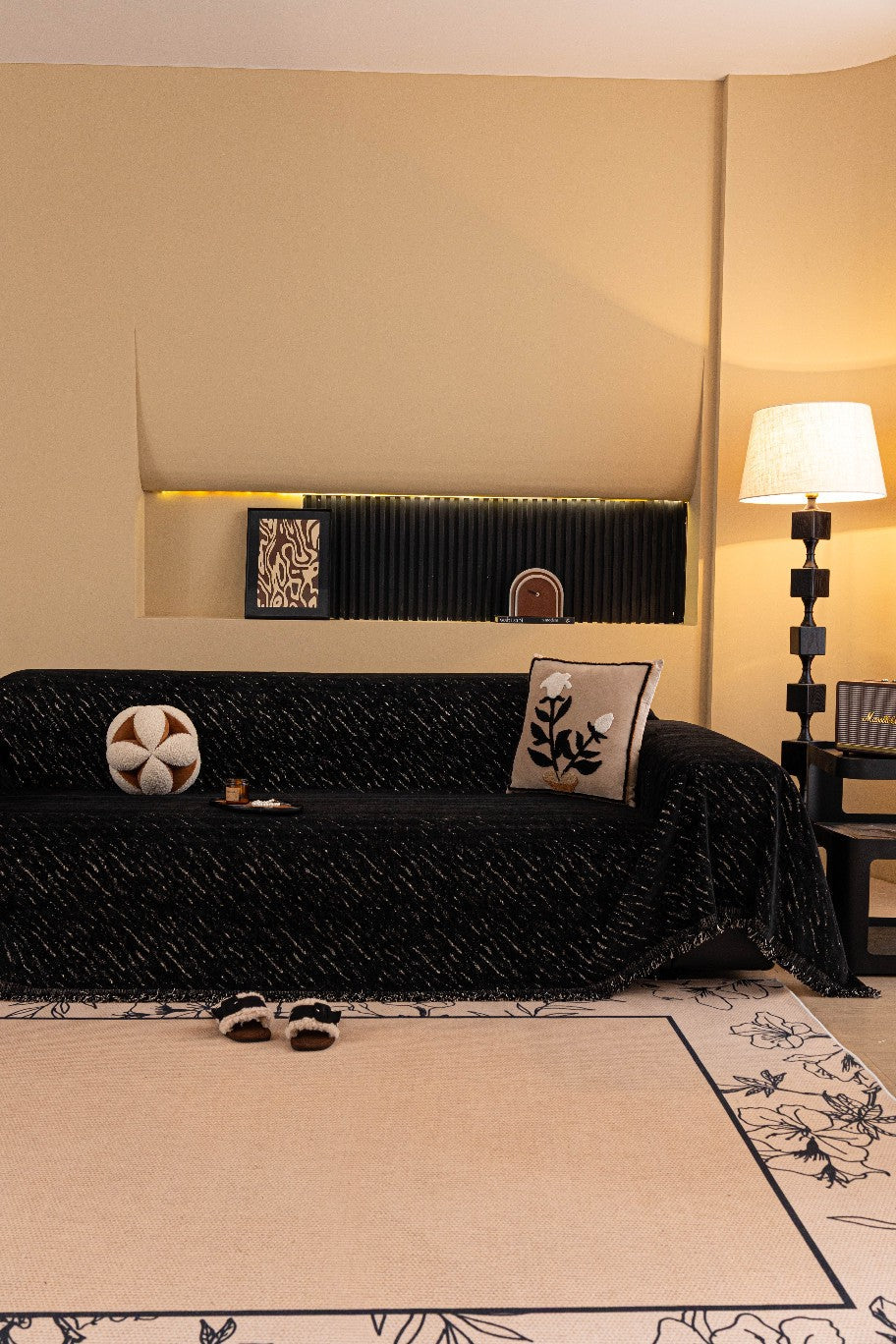 Sofaüberwurf Velmora – Tiefschwarz – Ansicht 5