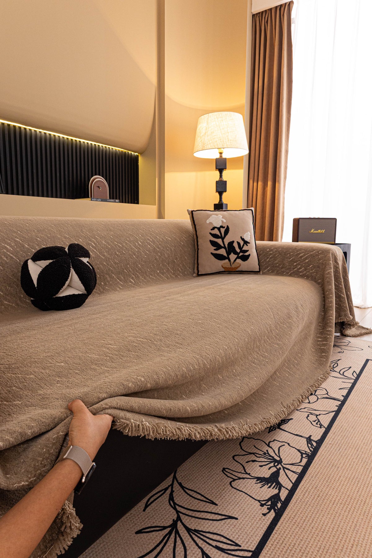 Sofaüberwurf Velmora – Sandbeige – Ansicht 4