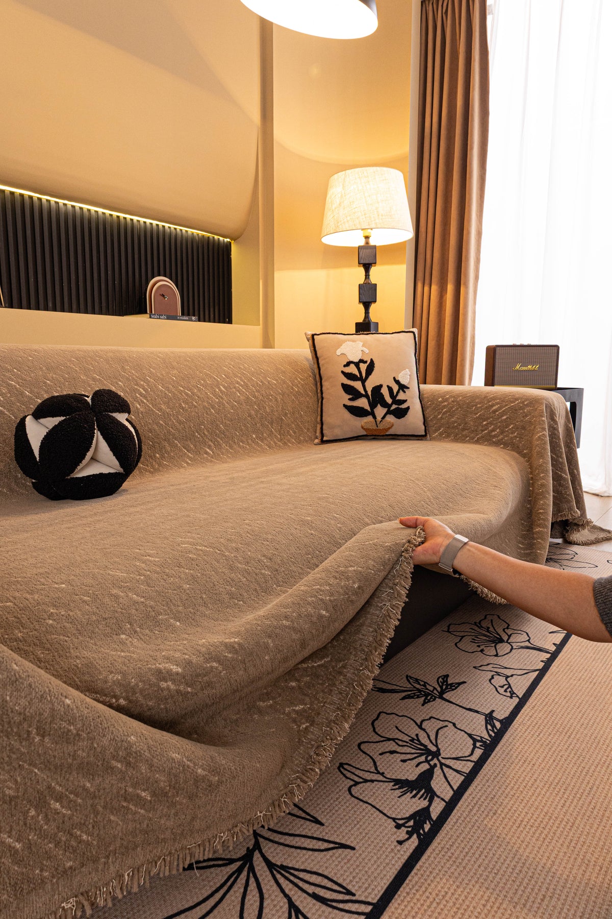 Sofaüberwurf Velmora – Sandbeige – Ansicht 9